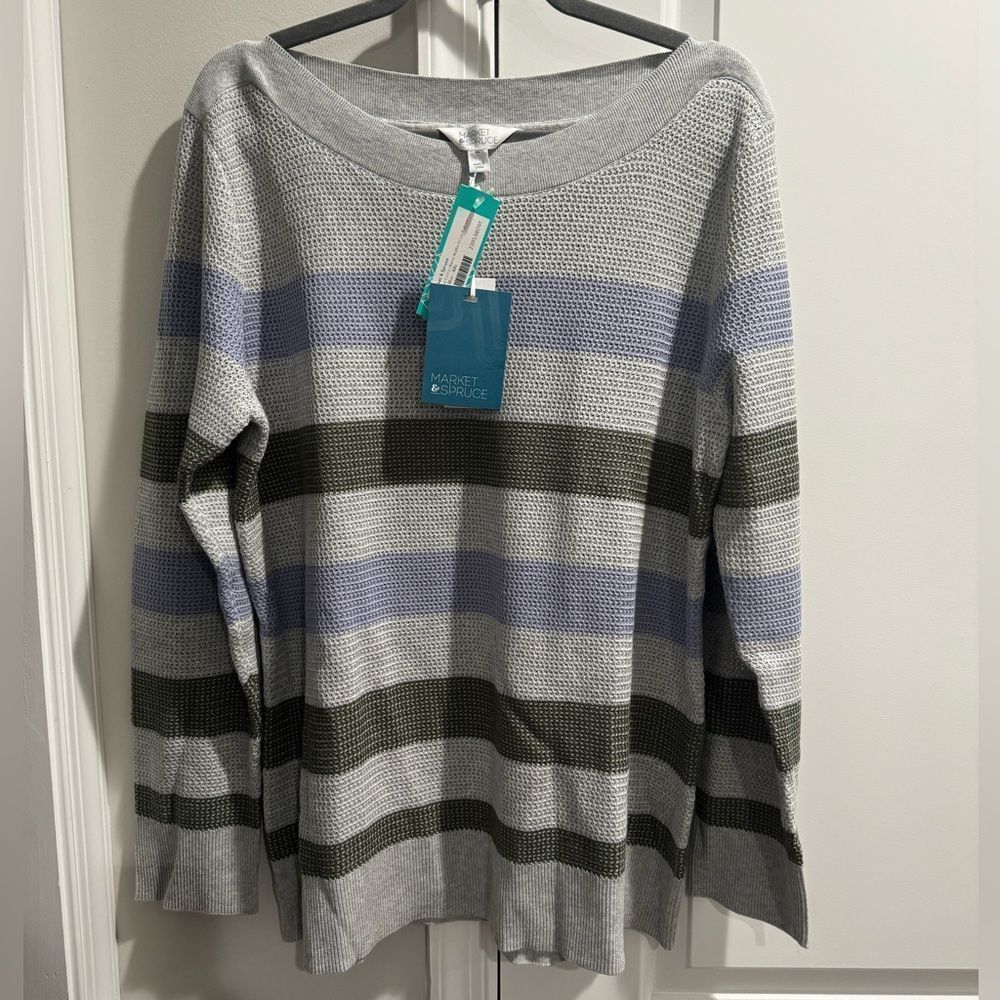 Market & Spruce Tawnee Cotton Blend Waffle Stitch Sweater